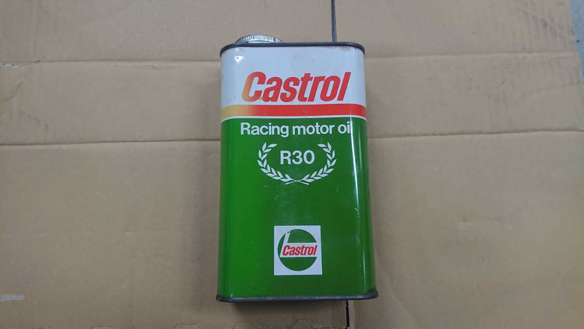 カストロール Castrol R30 2ストローク 開封済 旧車 当時物 植物油 890g オブジェ等に 2ストオイル ビンテージ レーシング 2サイクル 